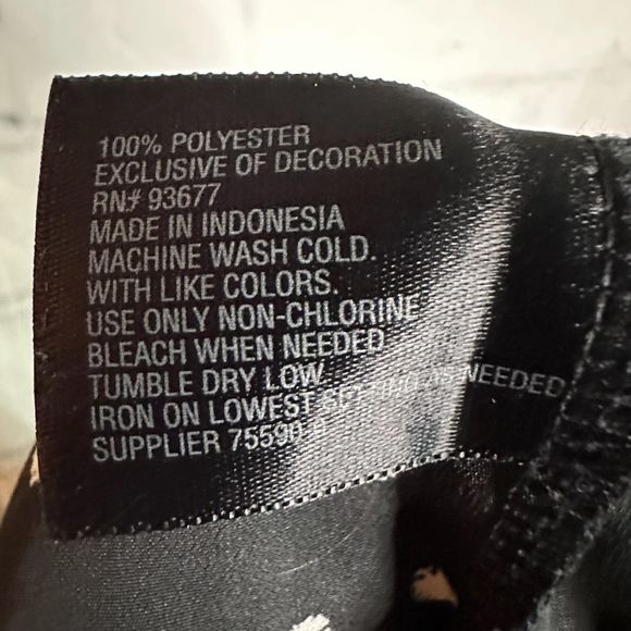 Worthington Black Lace Blocked Blouse With White Dots, Small, Pre-owned - Picture 6 of 6